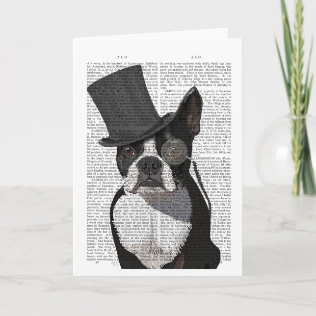 Carte Boston Terrier, Formal Hound et Casquette (Devant)