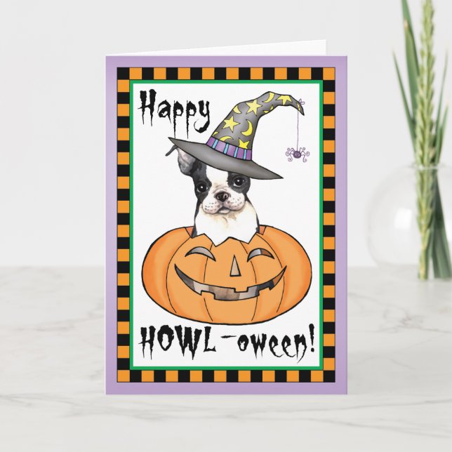 Carte Boston Terrier Halloween (Devant)