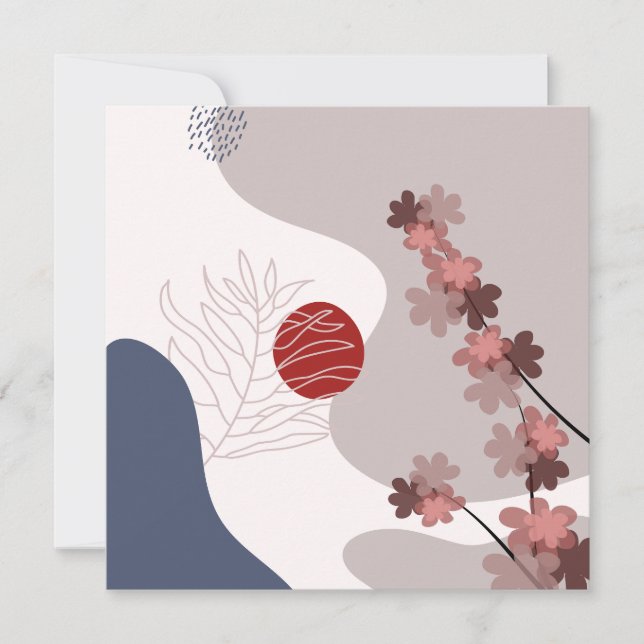 Carte Botanique Boho Blue Magenta (Devant)