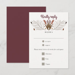 Carte Botanique moderne Boho Meal Choice Wedice RSVP