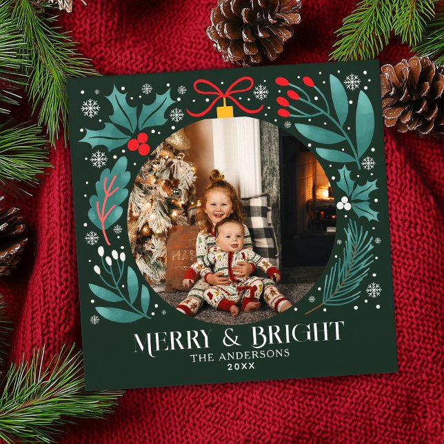 Carte Botaniques d'hiver Ornement Photo de Noël (Créateur téléchargé)