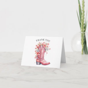 Carte Botte rose cowboy Aquarelle Merci Floral