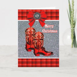 Carte Botte Western Red Cowboy Et Vacances Plaid