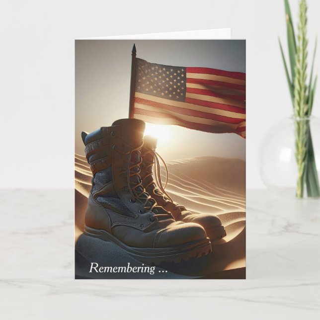 Carte Bottes de combat du Memorial Day et drapeau dans l (Devant)
