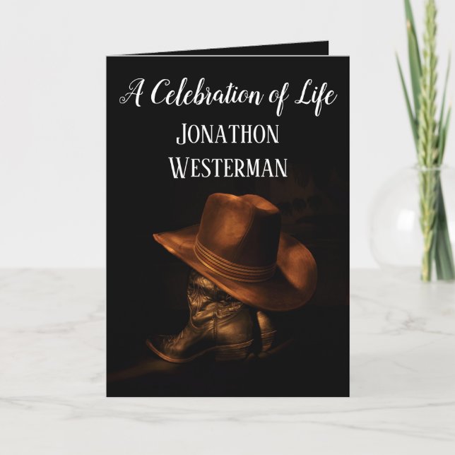 Carte Bottes de cowboy et fête de la vie des Casquettes (Devant)