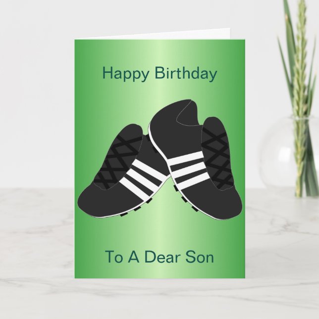 Carte Bottes De Football Fils Personnalisé Anniversaire (Devant)