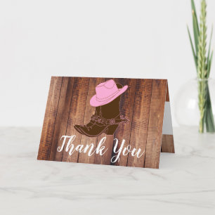 Carte Bottes rustiques pour cowgirl et Merci Casquette