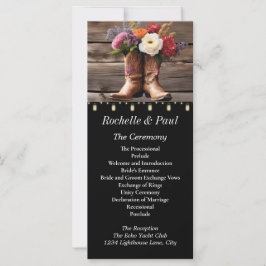 Carte Bottes Western Cowboy Floral Elegant Mason Jar