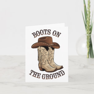 Carte Bottes Western Cowboy Sur La Ligne Du Sol Dansant