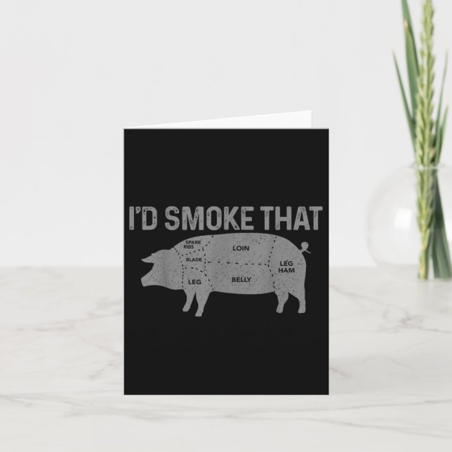 Carte Boucher Chef Bbq Id Fumer Que Porc De Cochon Fatig (Devant)