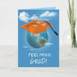 Carte Bouchon de graduation orange sur la planète Terre