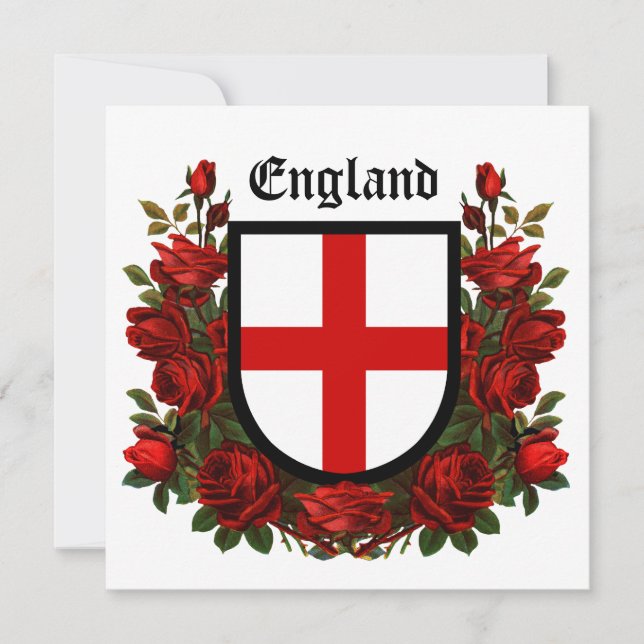 Carte Bouclier de Saint George entouré de roses rouges (Devant)