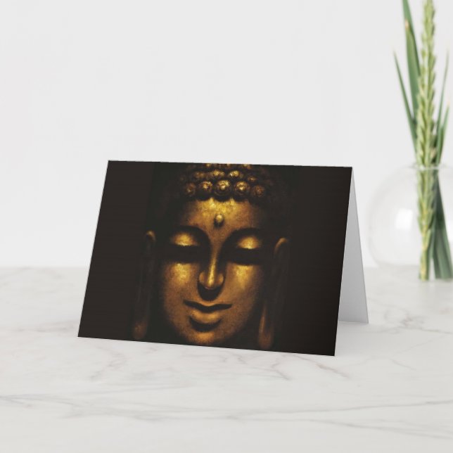 Carte Bouddha d'or photo note d'anniversaire (Devant)