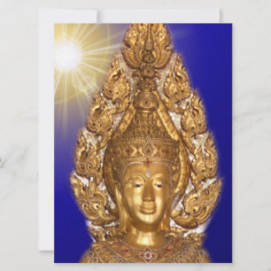 Carte bouddha doré en bleu