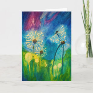 Carte Bouffées de Dandelion Aquarelle Vierge Salutation