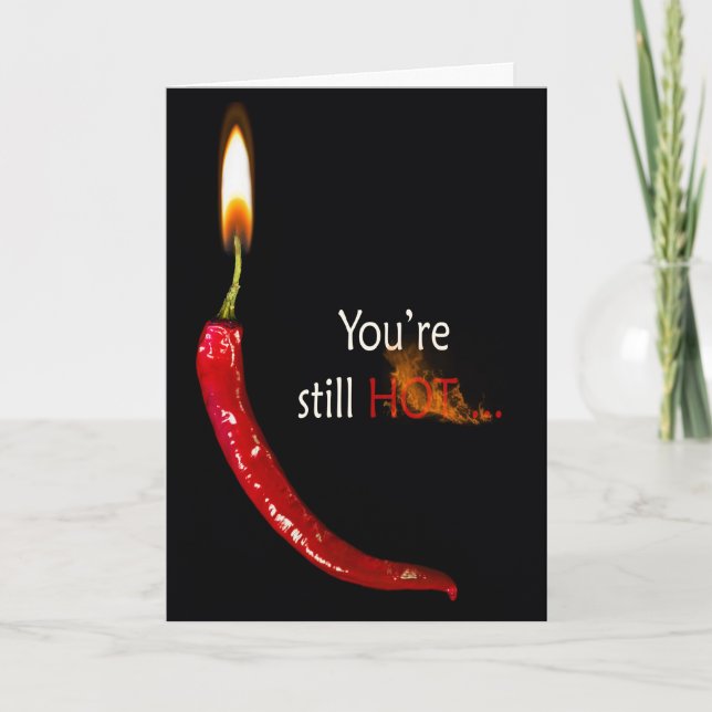 Carte bougie chaude de poivron rouge d'anniversaire (Devant)
