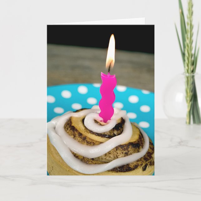 Carte bougie d'anniversaire dans un petit pain de (Devant)