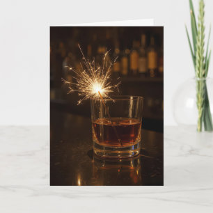 Carte Bougie d'anniversaire dans un verre de Whiskey