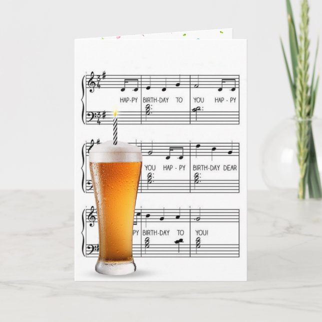 Carte Bougie D'Anniversaire En Verre De Bière (Devant)