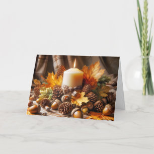 Carte Bougie D'Automne De Thanksgiving Avec Acorns