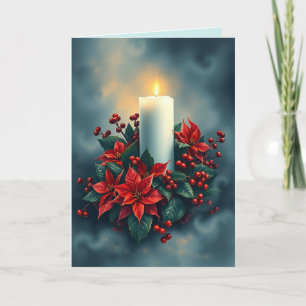 Carte Bougie De Noël Avec Poinsettias