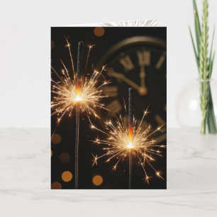 Carte Bougies d'anniversaire du Nouvel An avec compte à