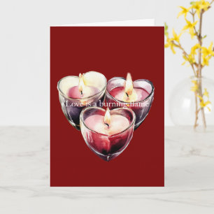 Carte Bougies en forme de cœur rose rouge L'amour est un