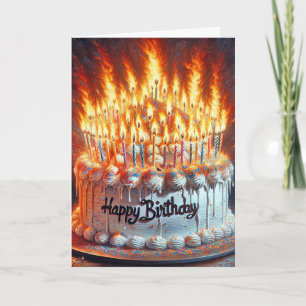 Carte Bougies Flambées Sur Un Gâteau D'Anniversaire