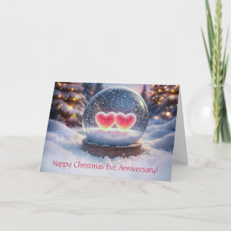 Carte Boule à neige Deux cœurs pour l'anniversaire de No