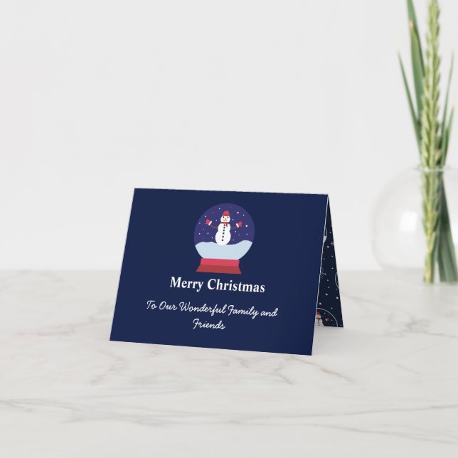 Carte Boule à neige mignonne avec Noël bonhomme de neige (Devant)