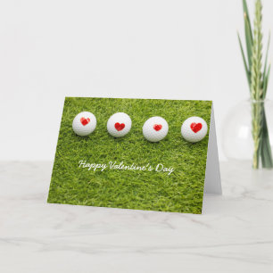 Carte Boule de golf à coeur rouge sur la Saint Valentin 