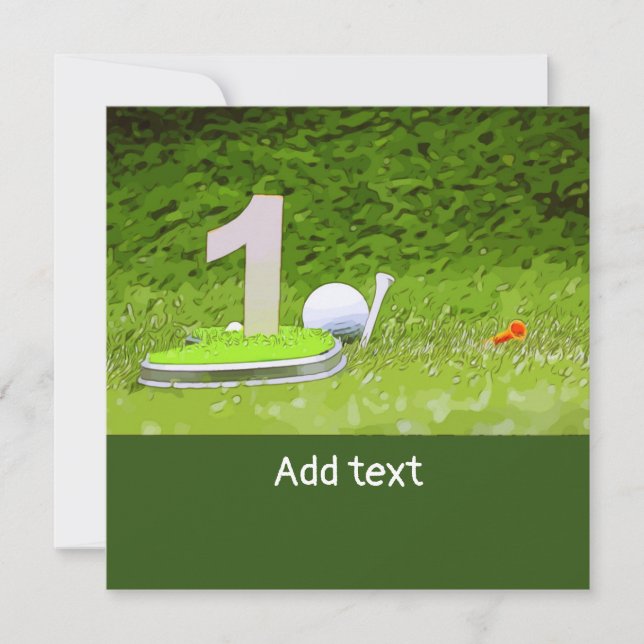 Carte Boule de golf avec tee 1er anniversaire golfeur (Devant)