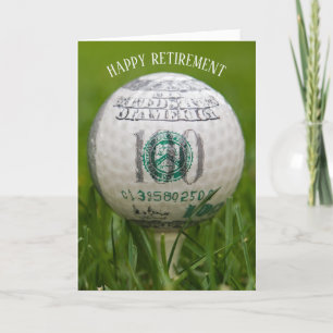 Carte Boule de golf de retraite avec billet de cent doll