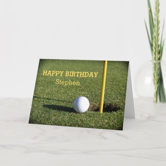 Carte Boule de golf sur la coutume verte d'anniversaire (Devant)