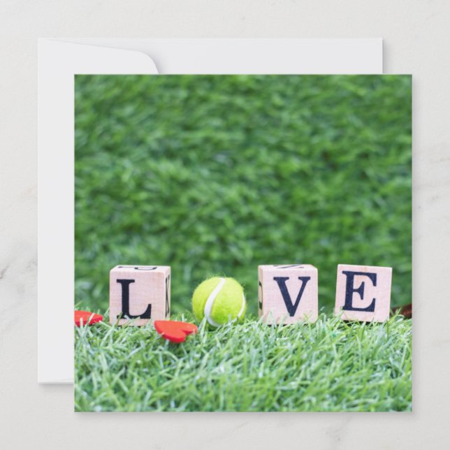 Carte Boule de tennis avec signe en bois LOVE Valentine (Devant)