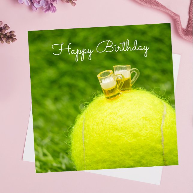Carte Boule de tennis avec verre de bière anniversaire (Créateur téléchargé)