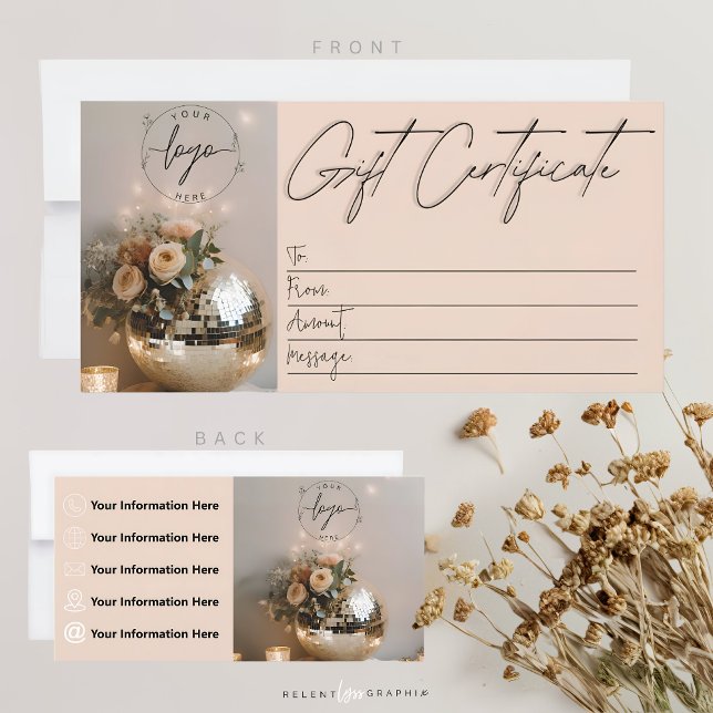 Carte Boule Disco | Boho Florals | Certificat cadeau (Créateur téléchargé)