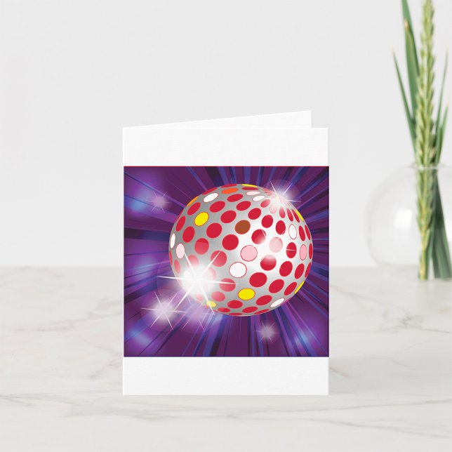 Carte Boule disco rétro années 70 Rouge vibrant (Créateur téléchargé)