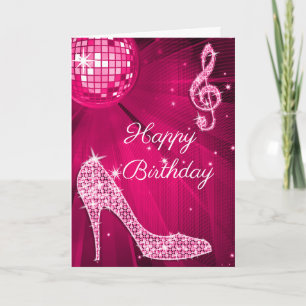 Carte Boule Disco Rose Chaud