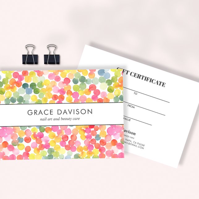 Carte Boule Tea Aquarelle arc-en-ciel Cercle rose Vert (Créateur téléchargé)