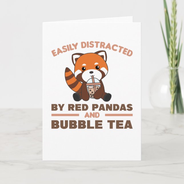 Carte Boule Thé Rouge Panda Chocolat Animaux mignons Bob (Devant)