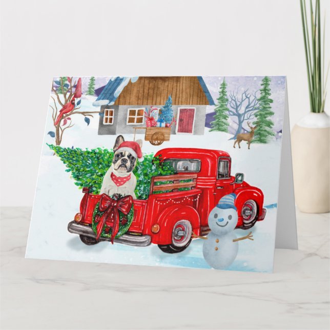 Carte Bouledogue français dans un camion de livraison de (Devant)