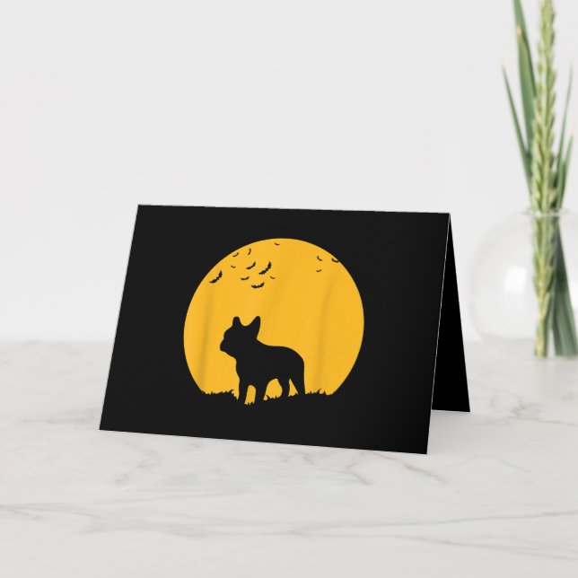 Carte Bouledogue français Lune Design inspiré d'Hallowee (Devant)