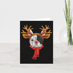 Carte Bouledogue français Noël Renne Antilopes Noël
