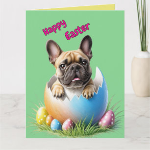 Carte Bouledogue français oeuf de Pâques French Bulldog