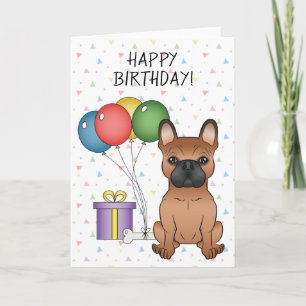 Carte Bouledogue Français Rouge Mignon Chien de Dessin A