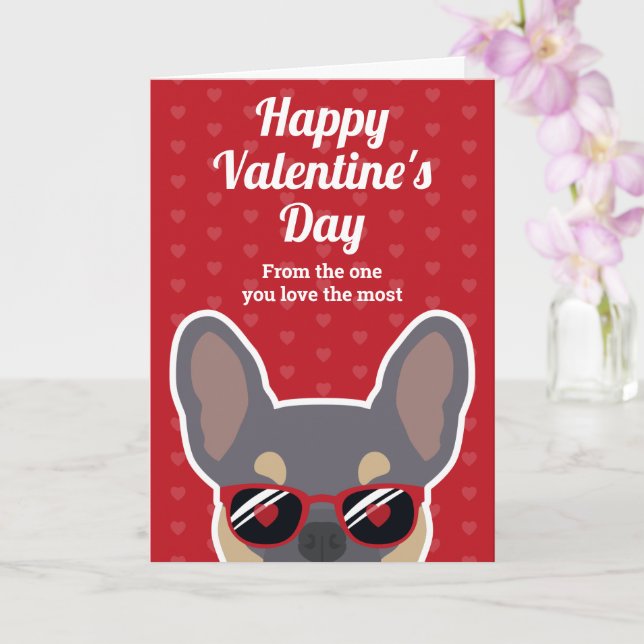 Carte Bouledogue français Tan lilas pour la Saint-Valent (Orchidée)