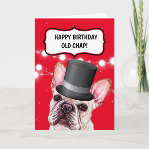 Carte Bouledogue portant un haut-de-forme humour britann