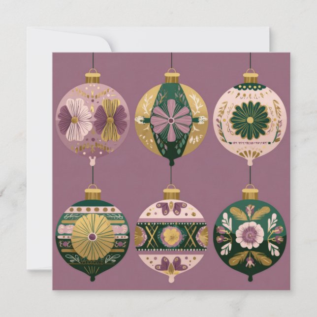Carte Boules de Noël festives et élégantes salutations (Devant)