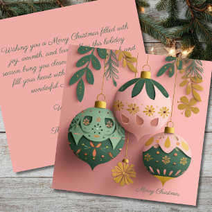 Carte Boules de Noël festives et élégantes salutations